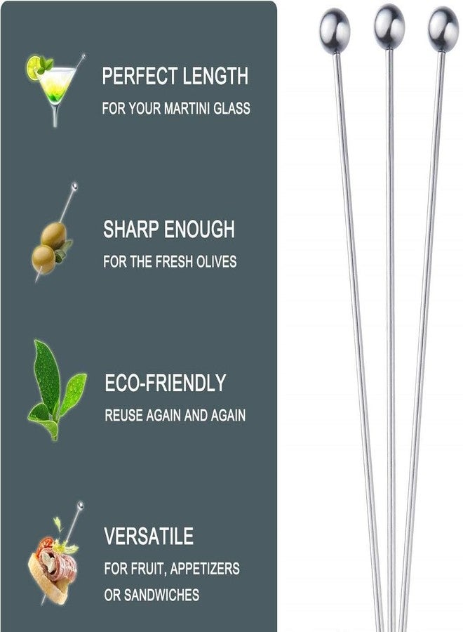 Birdbrid Metal Cocktail Picks Set,4.5inch Stainless Steel Reusable Skewers for Appetizers, Fruit, Sandwich, Bar Drinks, Olive Martini Toothpicks, Chaat Forks for Party, Pack of 12 - Image 3